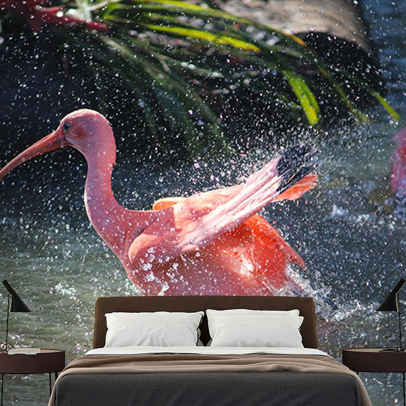 Beautiful Flamingo Mural Wallpaper Moisture-Resistant Wall Covering for Bedroom