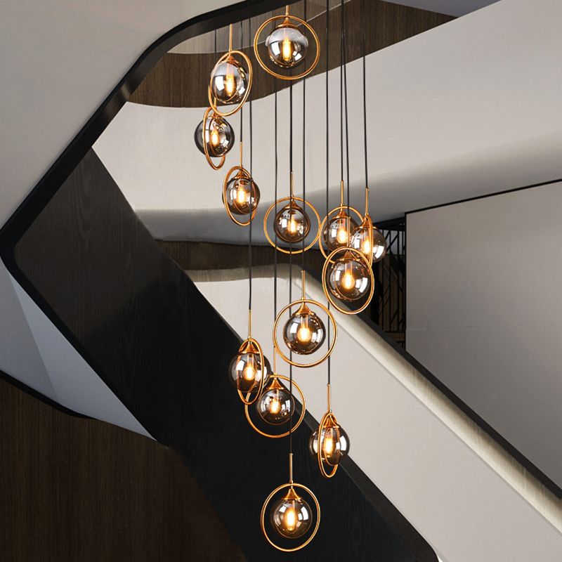 Nordic Style Spiral Ball Hanging Lighting Glas Treppe Multi -Light -Anhänger