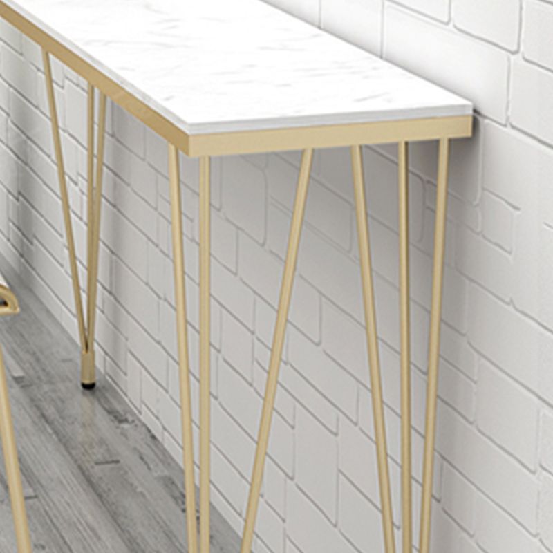 Indoor Glam Style Bar Table 42-inch Height Gold 4 Legs Bistro Table
