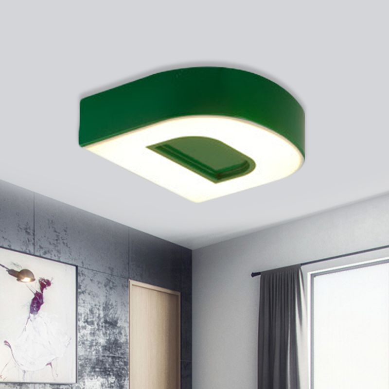 Plafonnier LED en forme d'alphabet pour enfants, montage encastré en acrylique, pour maternelle, vert/rouge/bleu