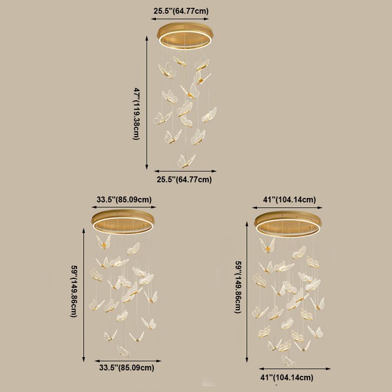 Multi Light Butterfly Pendant Lighting Modern Acrylic Cluster Pendant Light in Gold