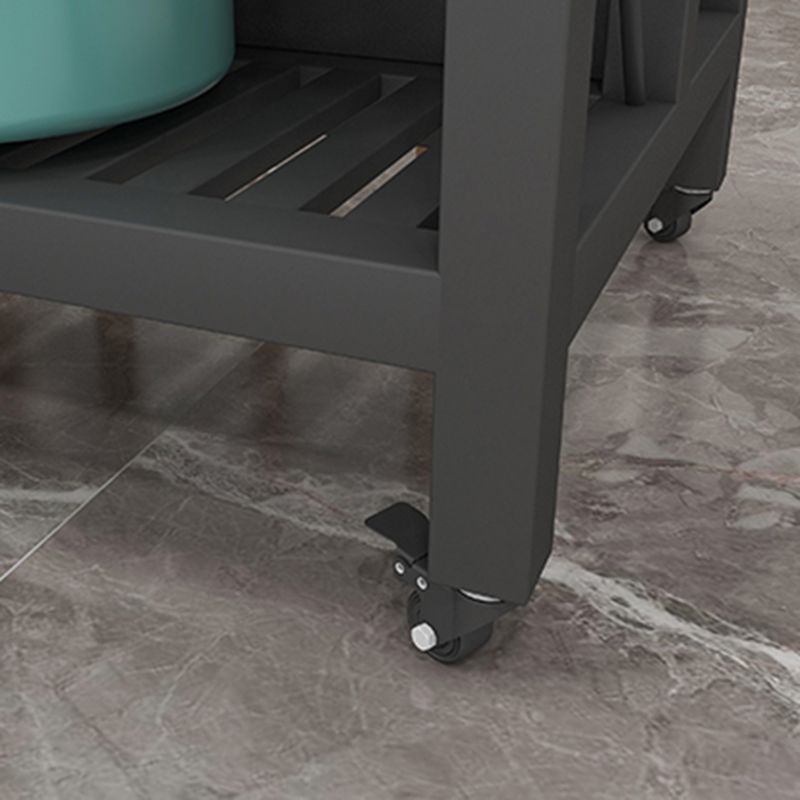 White Faux Marble Top Kitchen Trolley with Wheels for Dining Room