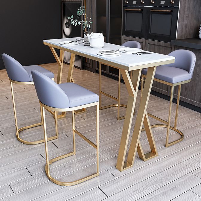 Traditional Luxury Bar Dining Table Rectangle Bar Table with Sled Base