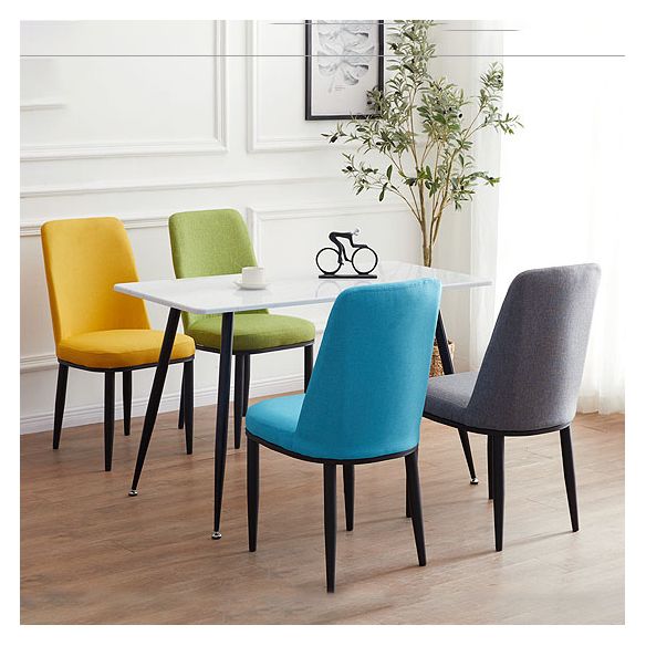 Silla de comedor moderna para interiores y exteriores, silla con respaldo sólido acolchado sin brazos de metal