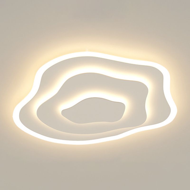 Single White LED Flush Mount Lighting Modern Unique Ceiling Light for Bedroom