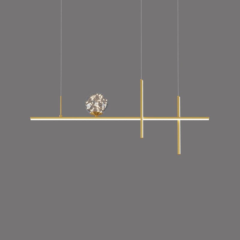 Moderne lineare Insel Kronleuchter Multi-Head Restaurant Anhänger Beleuchtungskarten