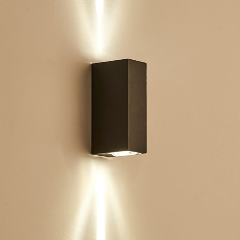 Black Rectangular Outdoor LED Track Light in Modern Simplicity Aluminium Waterproof Wall Lamp