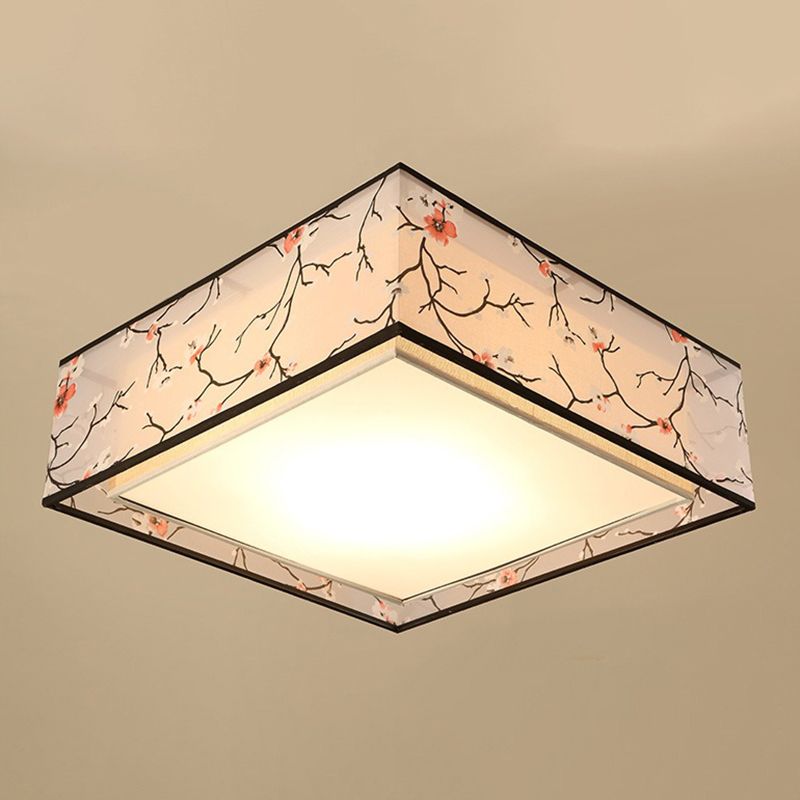 Fabric Square Flush Mount Ceiling Fixture Modern Flush Ceiling Light Fixture for Bedroom
