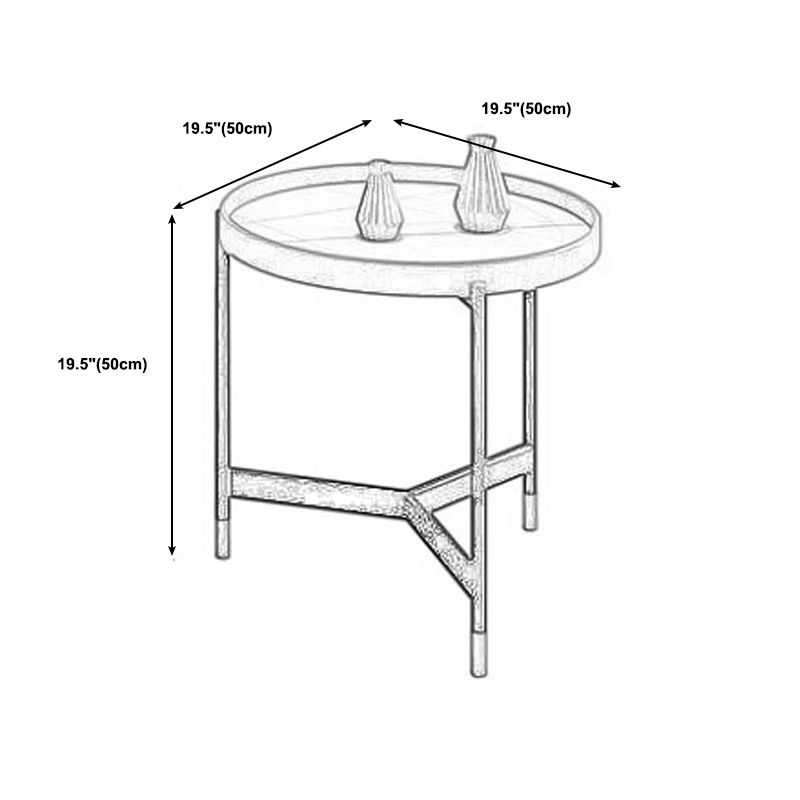 Modern Slate Tray Top 3 Legs Coffee Table White/Black Round Table