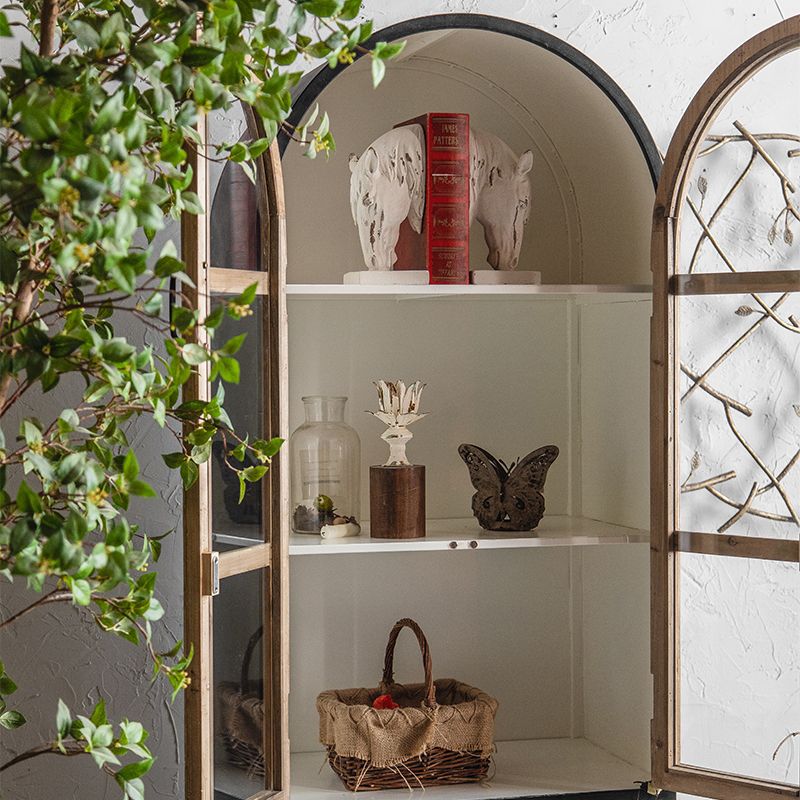 Traditional Wood Cabinet Multi-shelf Display Buffet Cabinet with Door for Living Room