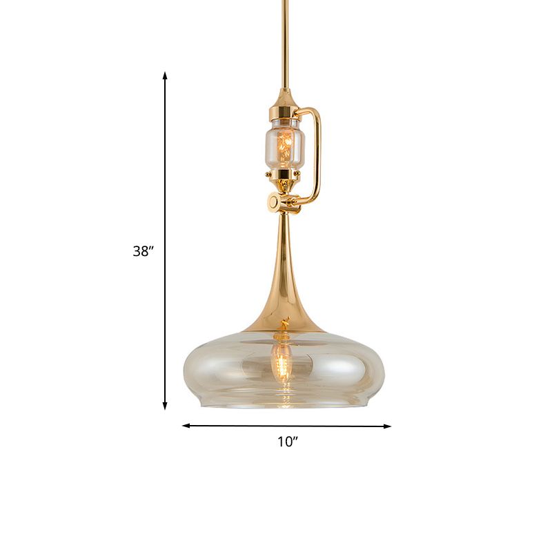 Clear Glass Trumpet Ceiling Lamp Modern 1 Bulb Living Room Pendant Lighting Fixture