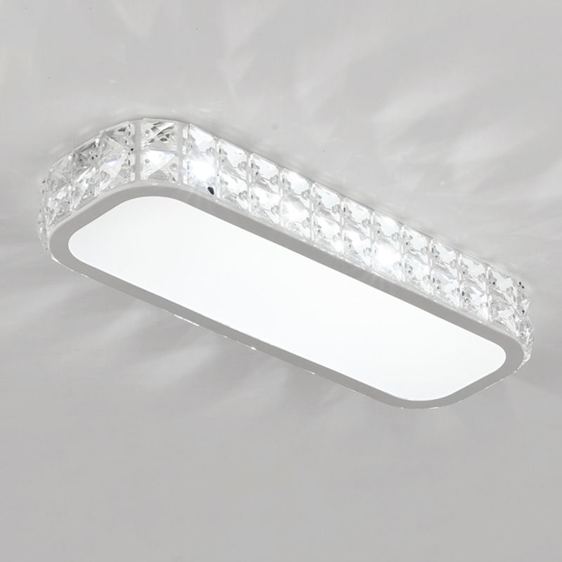 Rounded Rectangle Corridor Flush Light Crystal Artistic LED Flush Ceiling Light Fixture