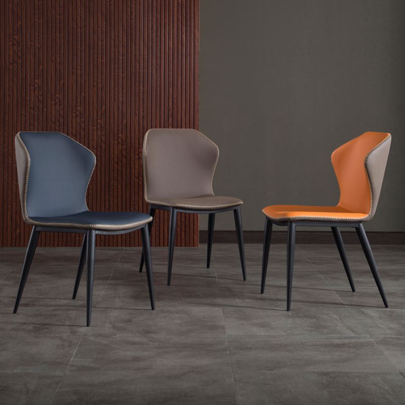 Sillas de comedor de piel sintética de estilo industrial Silla lateral con respaldo lateral