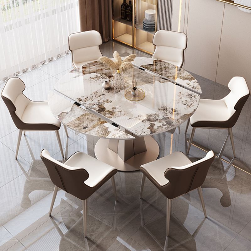 Modern Style Metal Dining Table Sintered Stone Top Table for Dining Room