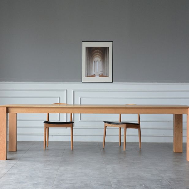 Rectangle Retro Modern Dining Table Fixed Table with Ashwood Solid Wood