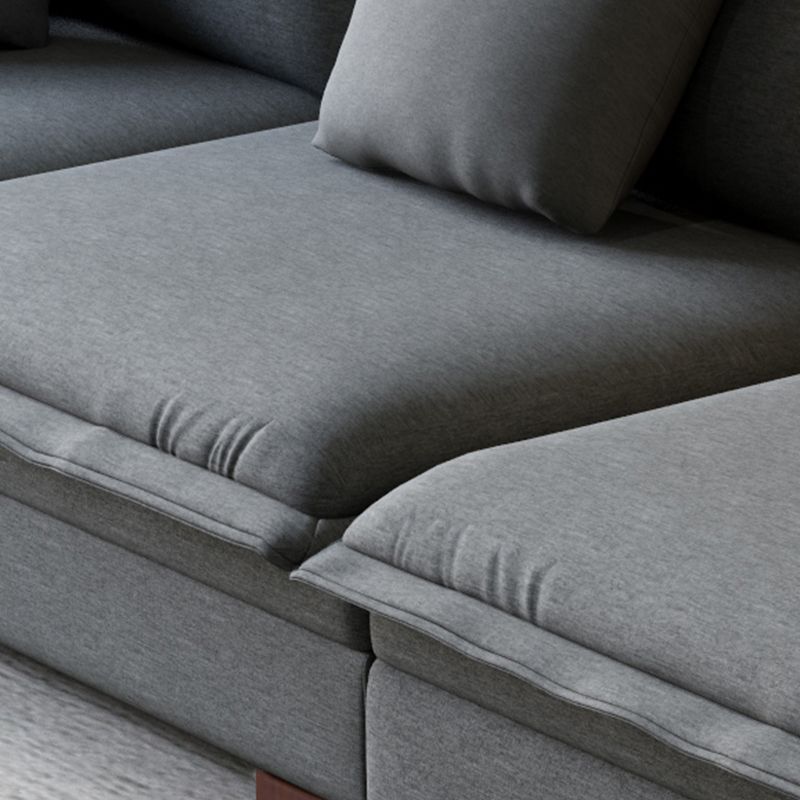 Contemporary Sectional with Pillow Top Arms for 4 People Stationary Sofa