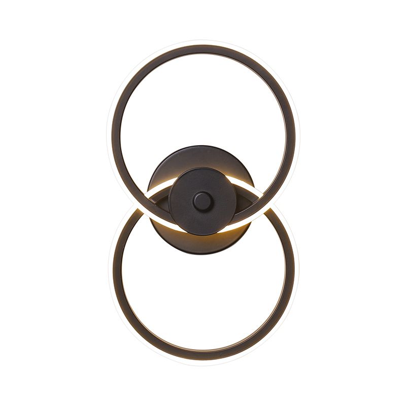 Ring Flush Mount Wall Sconce Minimalist Acrylic Black/White LED Wall Lighting Ideas in Warm/White Light