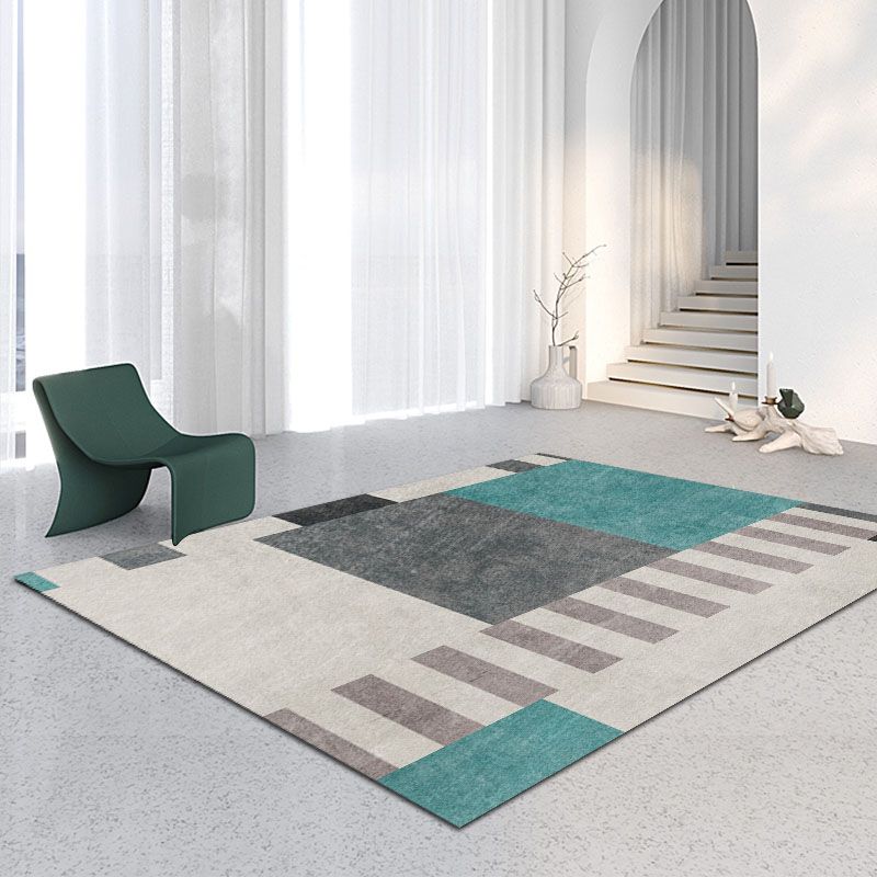 Contemporary Graphic Pattern Rug Polyester Area Rug Stain Resistant Carpet for Home Decoration