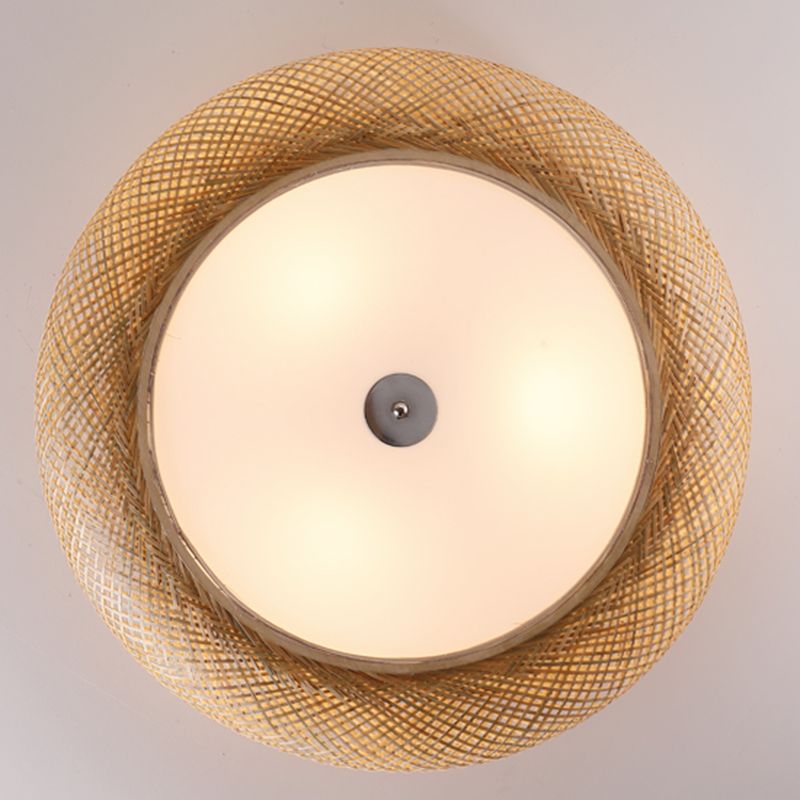 Moderne LED-inbouwlamp Eenvoudige plafondlamp met bamboe kap voor woonkamer