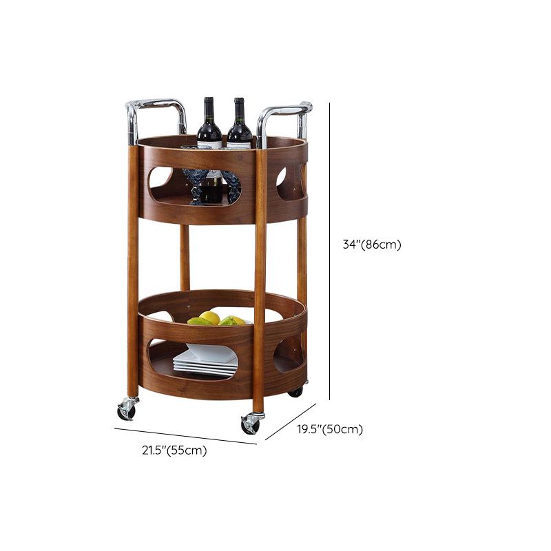 Solid Wood Prep Table Modern Rolling Kitchen Trolley with Wine Storage