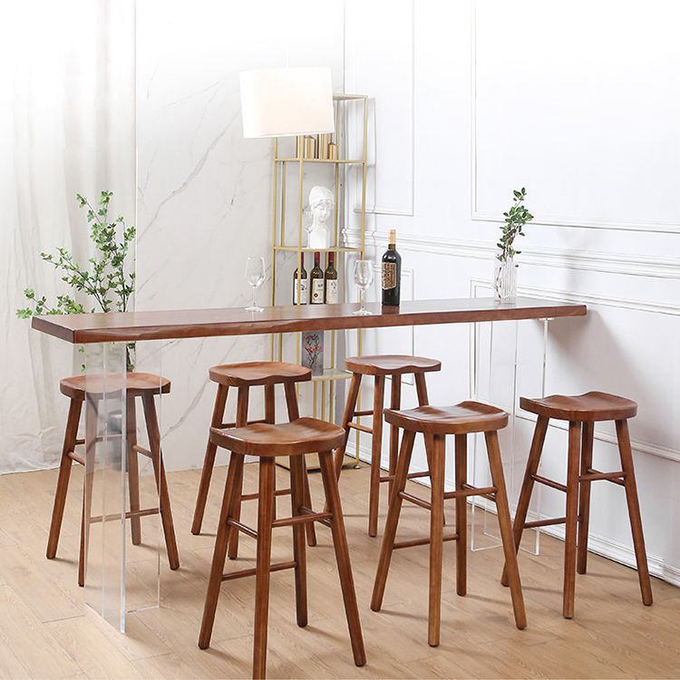 Modern Solid Wood Bar Table Set 1/4/7/9 Pieces Counter Table with Backless Stools