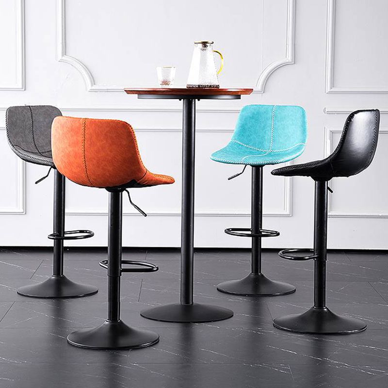 Modern Home Adjustable Height Barstool Matte Finish Leather Swivel Stool