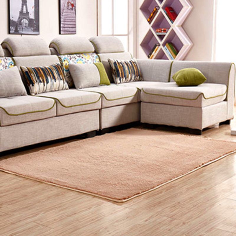 Simple Multi Color Plain Rug Cotton Comfort Area Carpet Non-Slip Backing Pet Friendly Rug for Bedroom