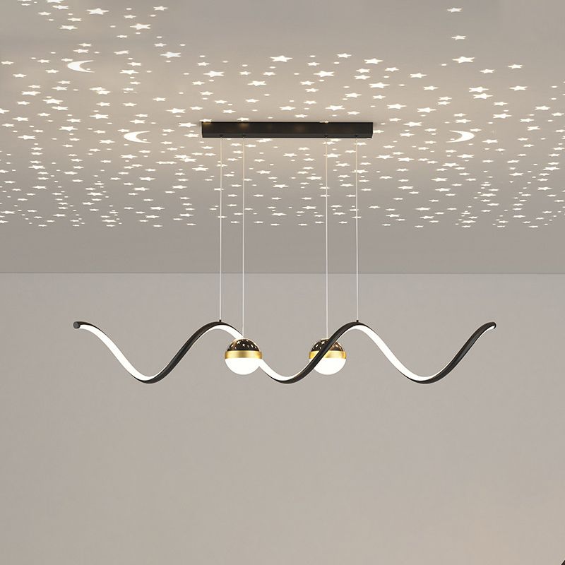 3-Light Modernism Ceiling Light Golden/Black LED Kitchen Island Lighting for Foyer