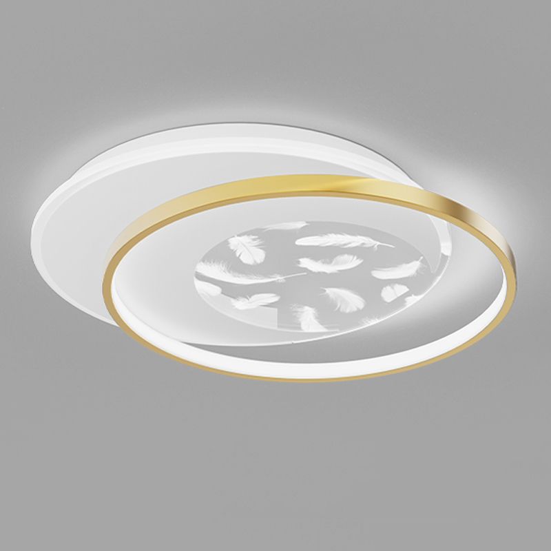 2 Light Circle Ceiling Lamp Modern Style Metal Ceiling Lighting for Dining Room
