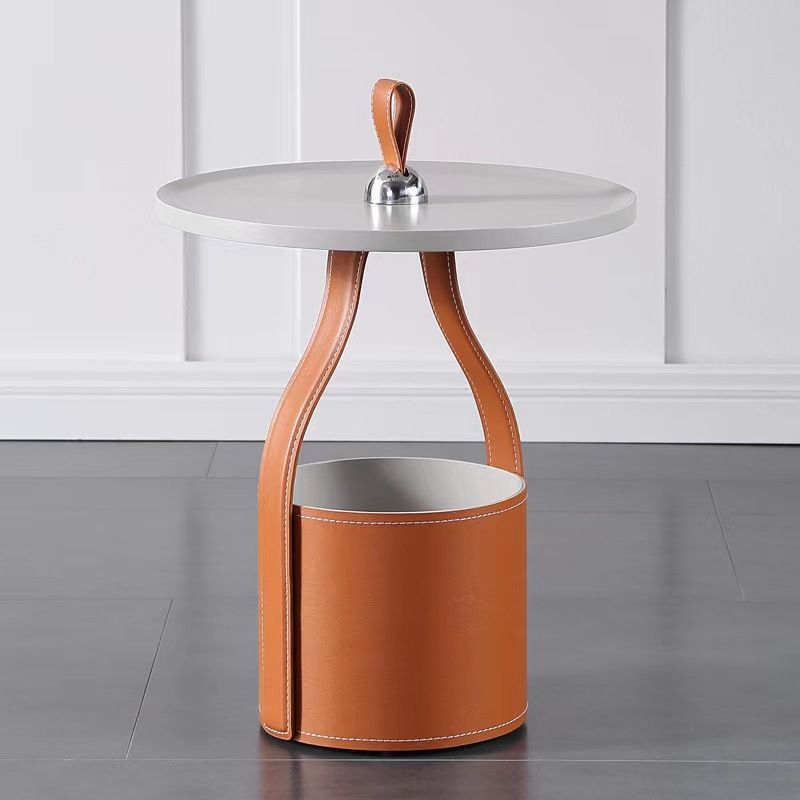 Contemporary Living Room Round with Storage Pedestal Side Table