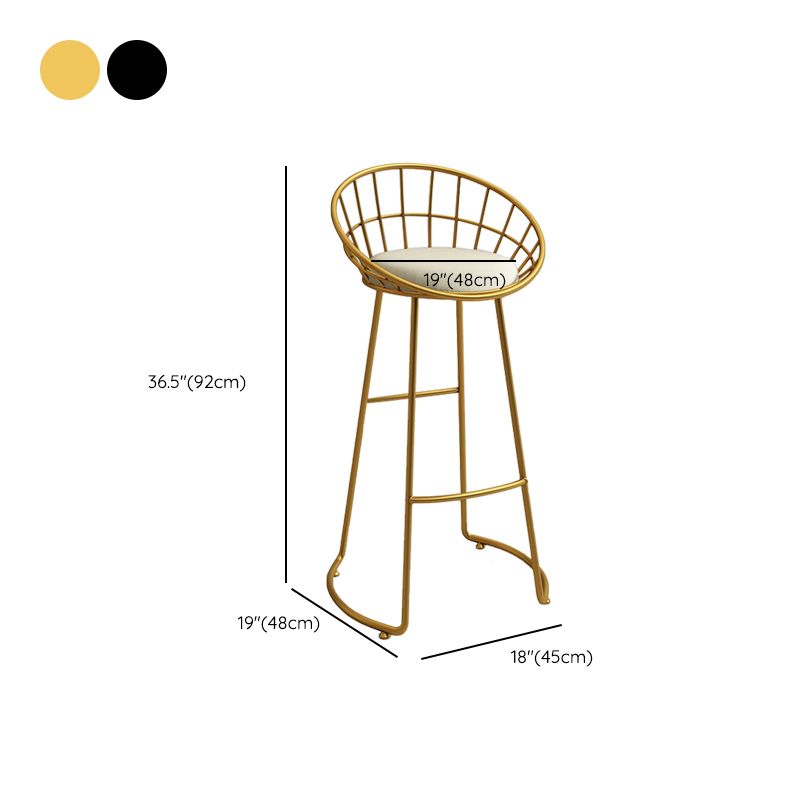 Contemporary Armless Dining Stools Metal Bar Stools with Footrest