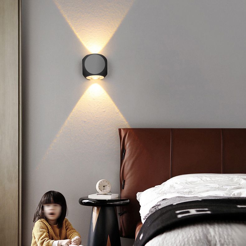 Lámpara de pared LED geométrica negra en moderna simplicidad de aluminio luz de pared impermeable con sombra de vidrio