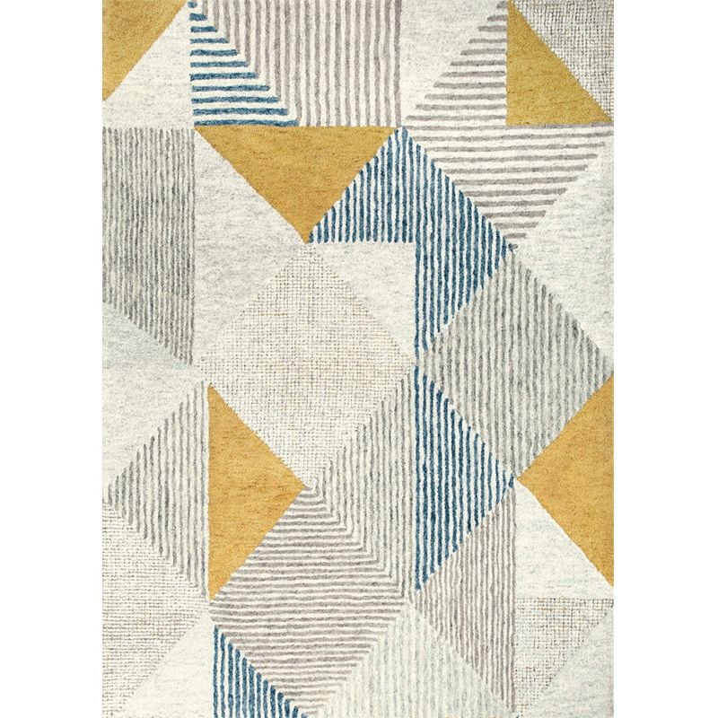 Western Bedroom Rug Multi Colored Geometric Print Carpet Cotton Blend Pet Friendly Easy Care Rug