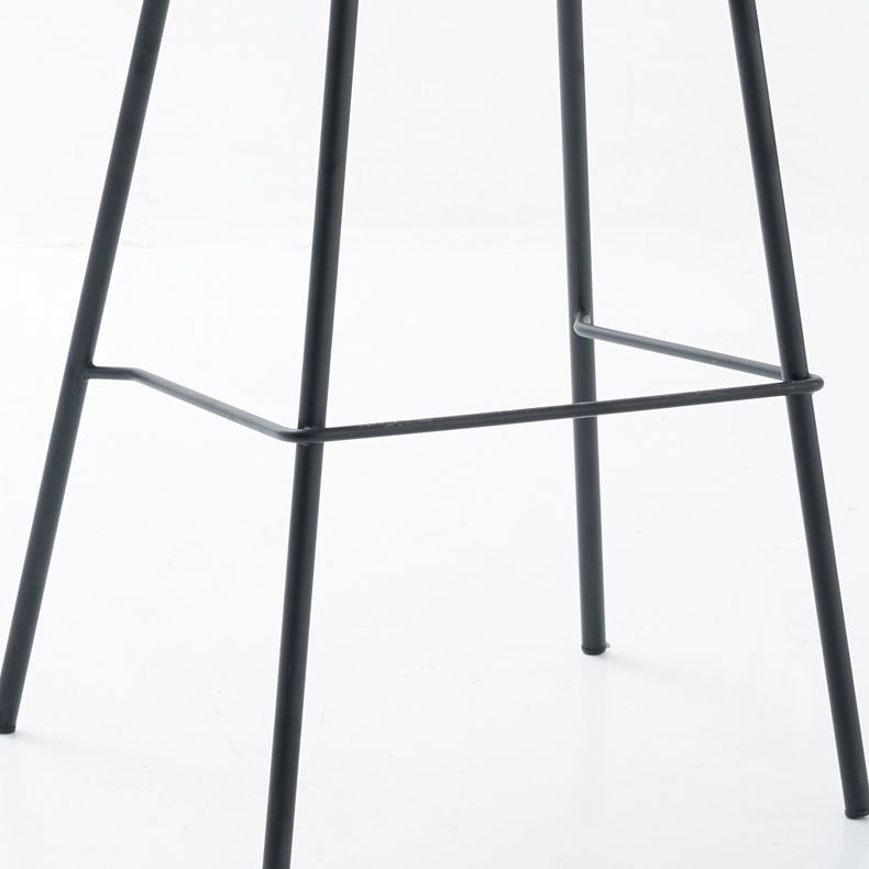 Contemporary Footrest Low Back Bar Stool Leather Counter Stool for Living Room