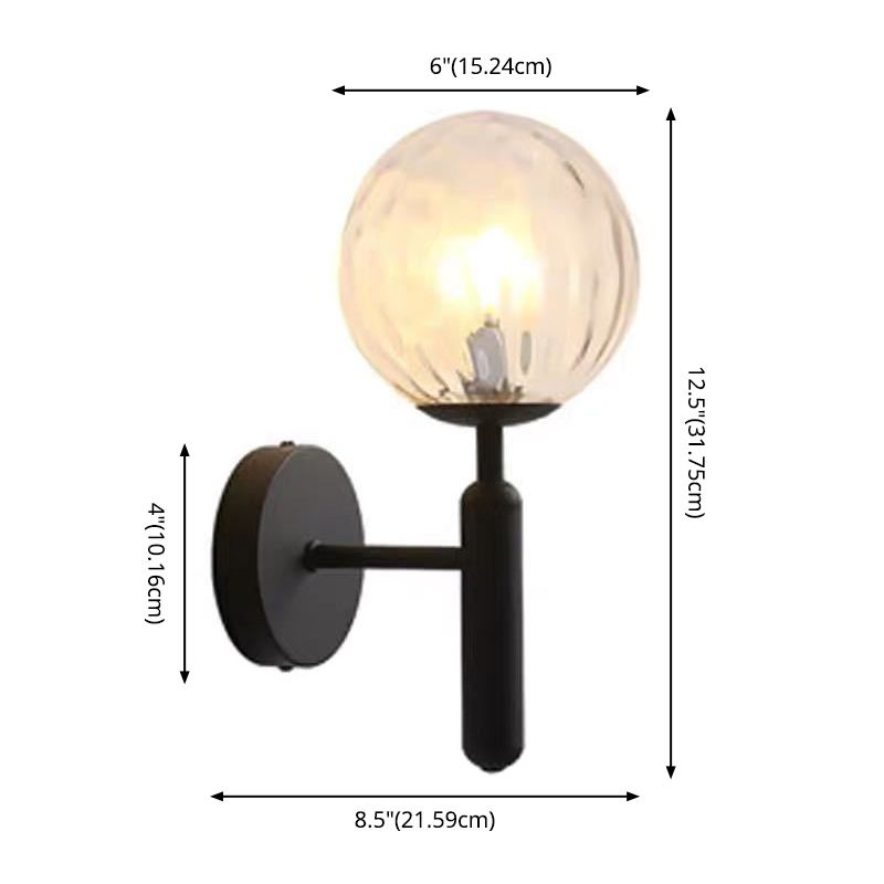 Nordic Style Single Light Wall Mounted Light Ball Glass Shade Wall Lighting for Bedside