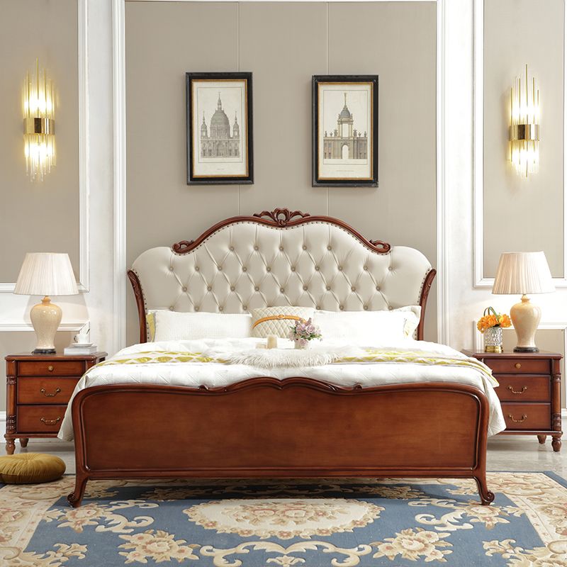 Faux Leather Upholstered Platform Bed Full Nail Button Tufted Bed
