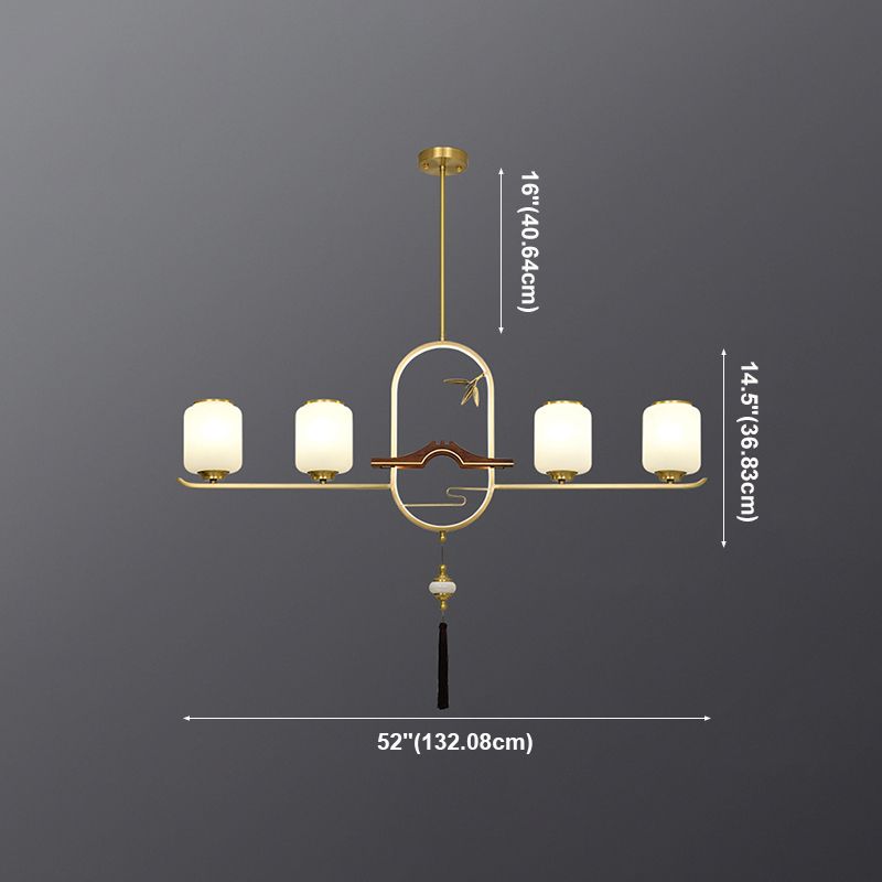 Éclairage d'éclairage de l'île Cylinder 5 Éclairage d'îlot de cuisine léger avec une teinte en verre