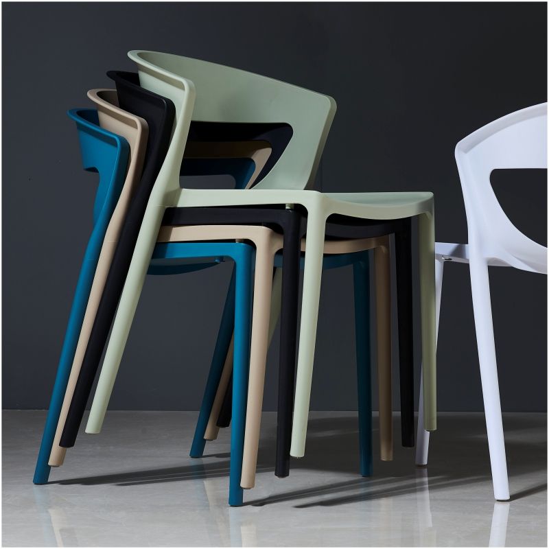 Silla de comedor de plástico de estilo contemporáneo, sillas laterales sin brazos para cocina
