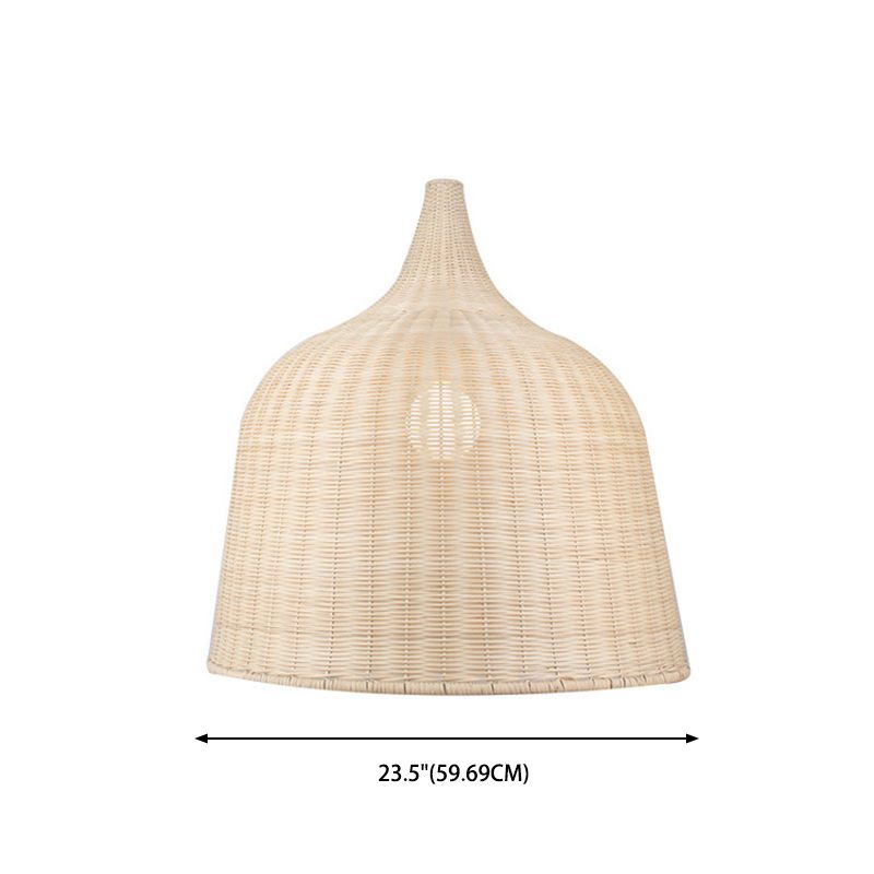 Farmhouse Natural Cloche Bamboo Pendant Lighting 1-Light  Dining Room Hanging Lamp