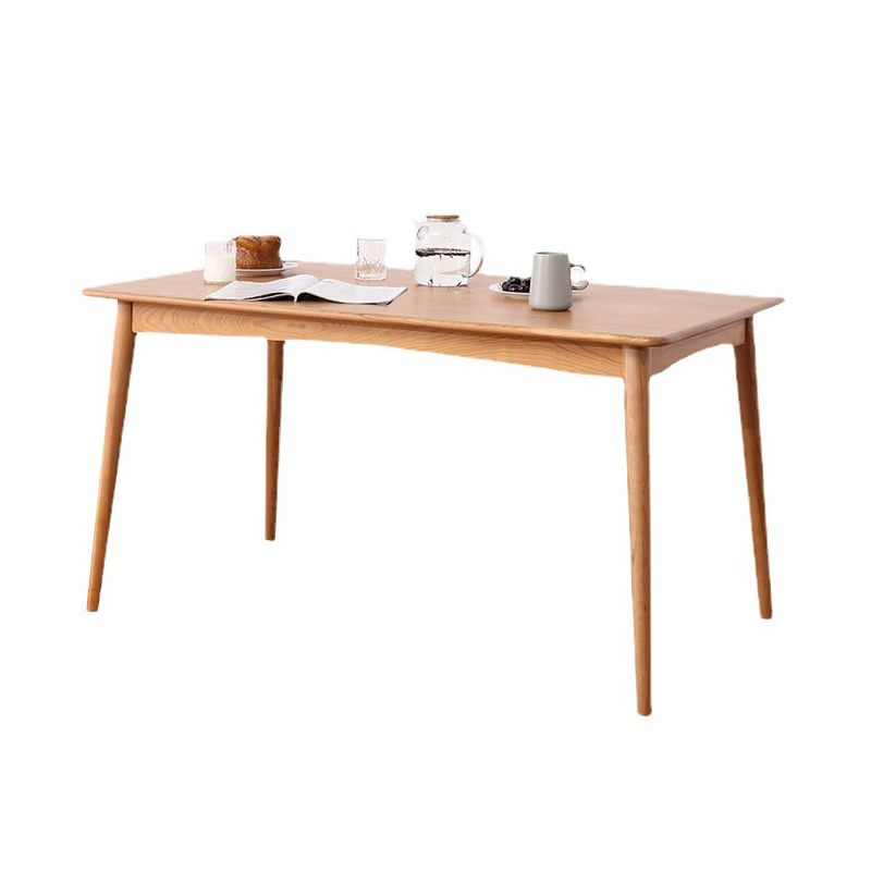 Solid Wood Modern Dining Table Brown Rectangle Table with 4 Legs for Home Use