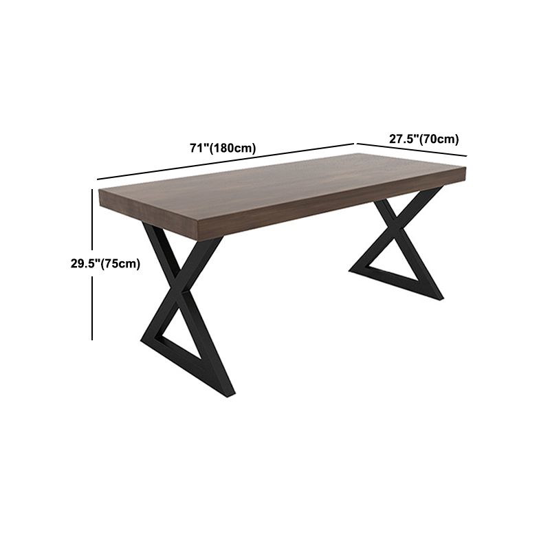 Industrial Rectangle Dinner Table Black Metal Sled Base Dining Site Table