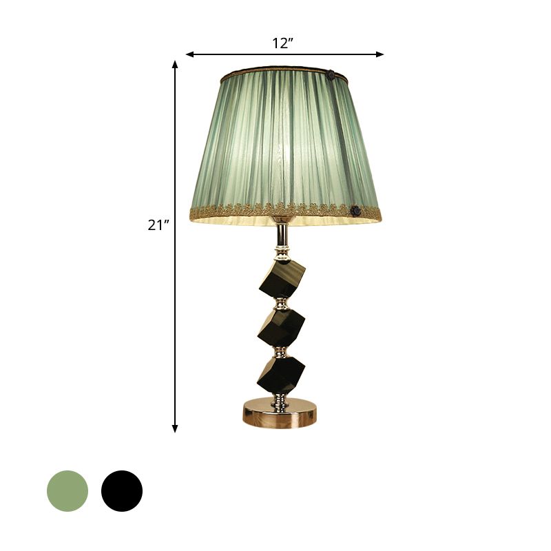 Lámpara de mesa de barril rojo/verde contemporáneo 1 bulbo de bisco de cristal luz de noche con adornos trenzados