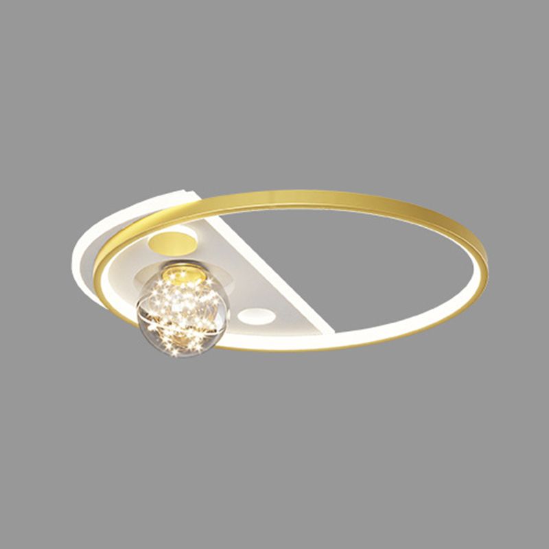 Modern Luxury Style Spherical Flush Mount Ceiling Light Fixtures Glass Flushmount Lighting in Gold Finish