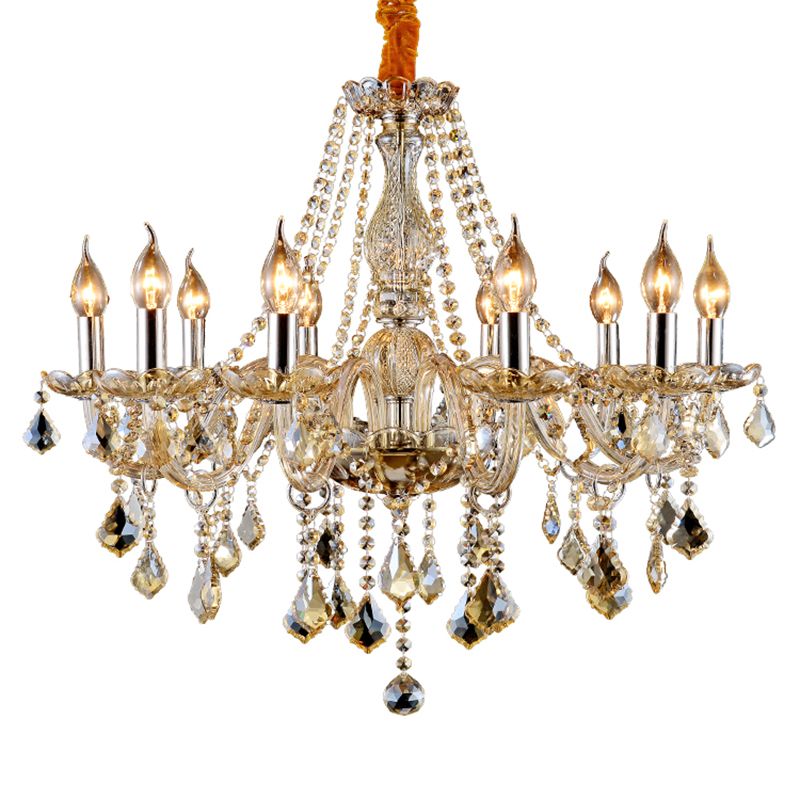 Lumières de lustre unique traditionnelles Crystal suspendues suspendues en or