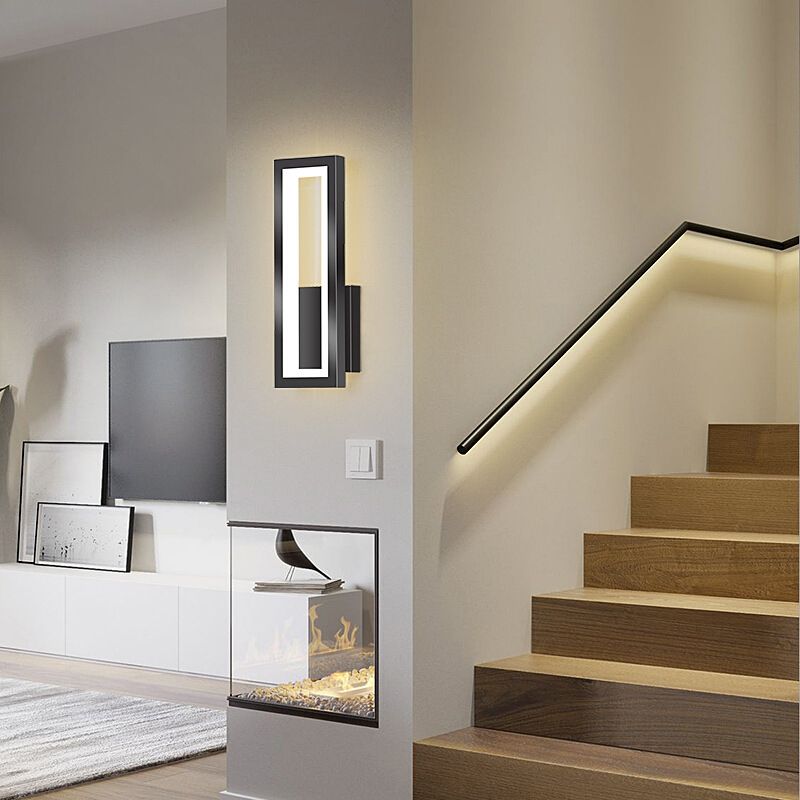 1 Light Rectangle Wall Mounted Lamps Modern Style Metal Wall Sconces