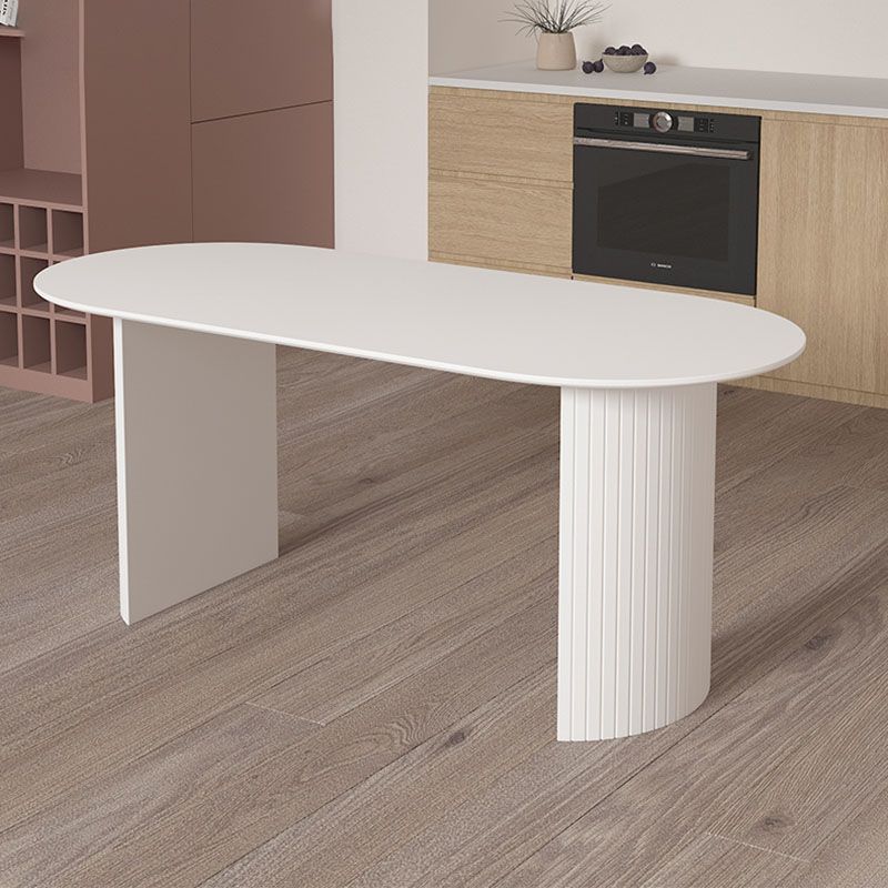 Contemporary Style Dining Table Stone Double Pedestal Dining Site Table