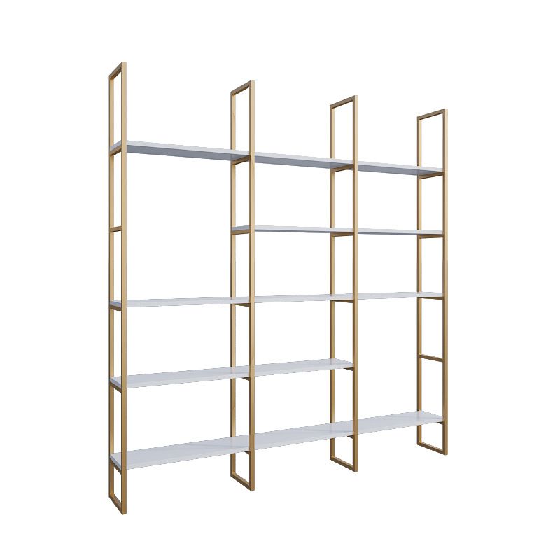 Engineered Wood and Metal Shelf Glam with Rectangular Shelves Book Shelf 12" Wide