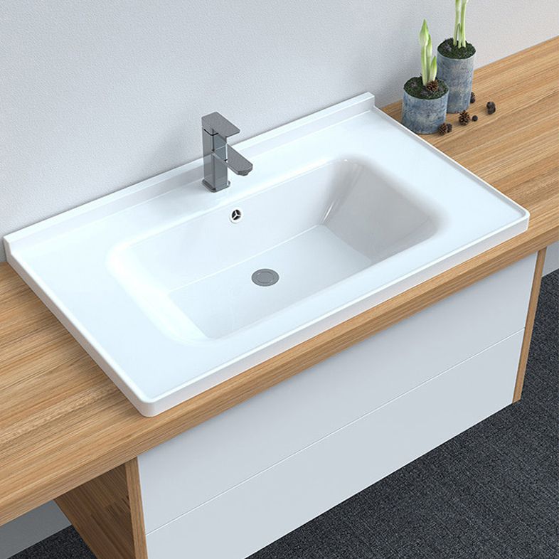 Contemporary Bathroom Sink Pop-Up Drain Rectangular Vessel Sink(Not Including Faucet)