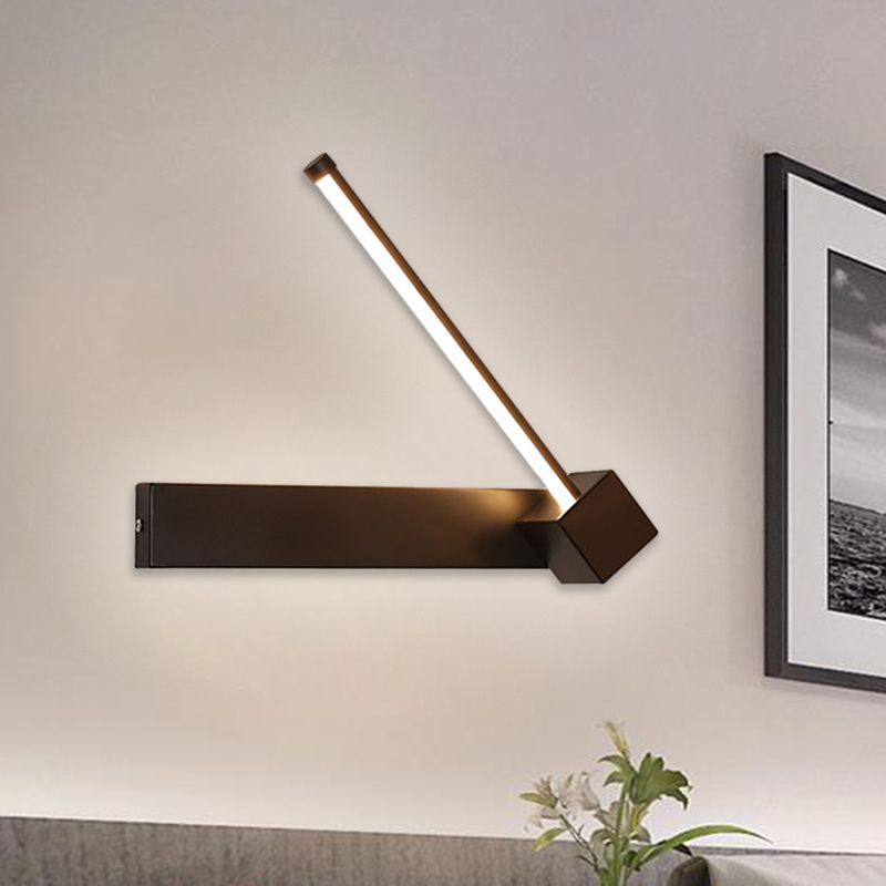 Black Slim Rod LED Wall Light Fixture Minimalist Aluminum Sconce Lamp in Warm/White Light