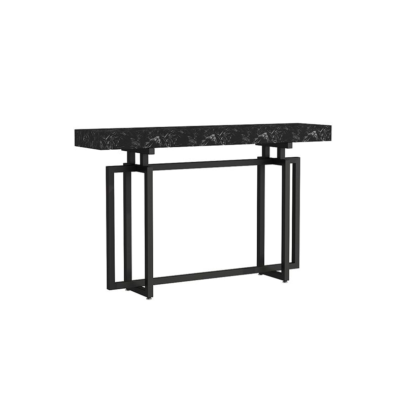 Glam Marble Rectangle Stain Resistant Console Table in Black/white